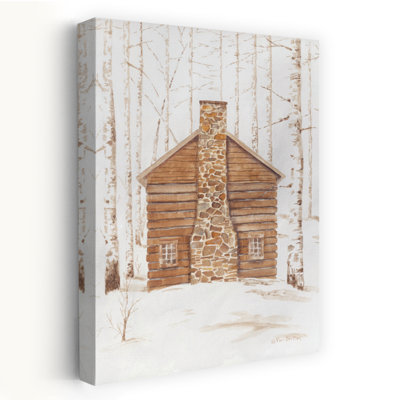 Wintery Cabin, art abstrait paysage de bouleau