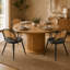 Ensemble de table de salle à manger 4 personnes avec table de salle à manger ronde et 4 chaises rembourrées-132393028