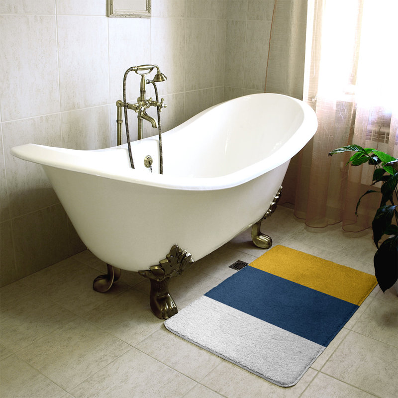 Tapis pour salle de bain à rayures oklahoma pistolets, Oklahoma, l 21 po x L 34 po, Blanc / orange clair