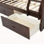 Lit simple superposé au dessus d'un lit double avec tiroirs de rangement, lit superposé en bois avec échelle et garde-corps-1887328399