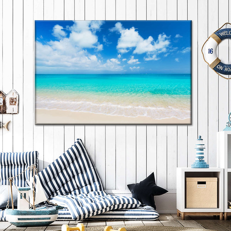 Une plage sur toile, H 24 po x l 36 po x P 1,25 po