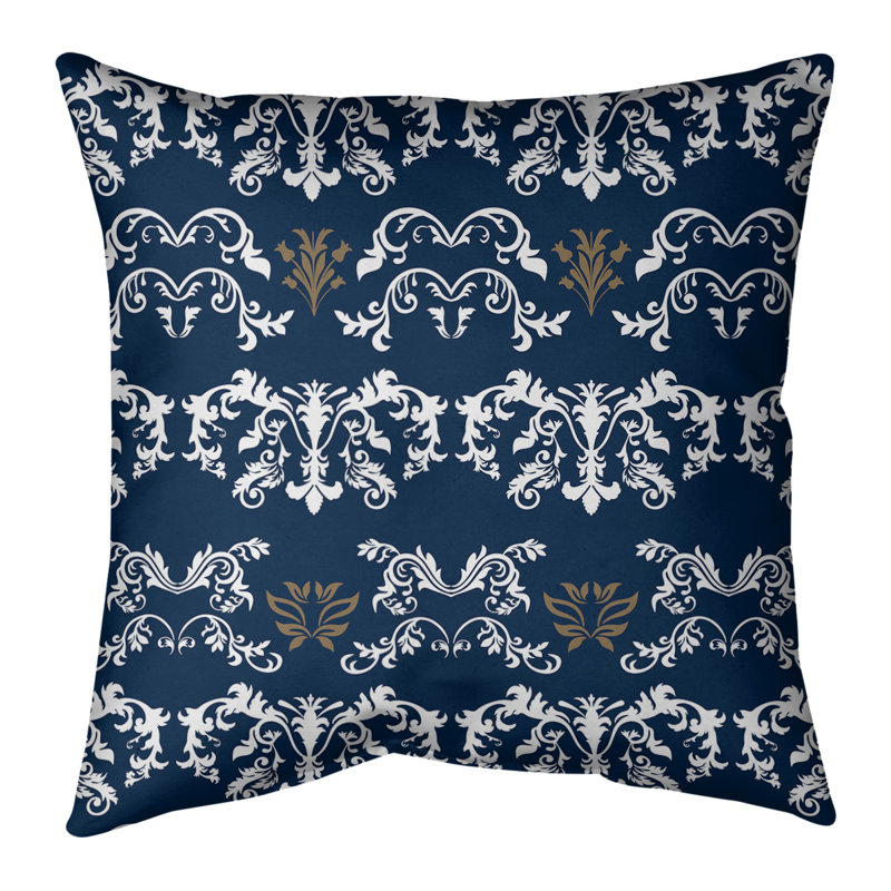 Housse de coussin St Louis Football Baroque, 26 po x 26 po, Bleu marine / blanc / brun, Faux lin