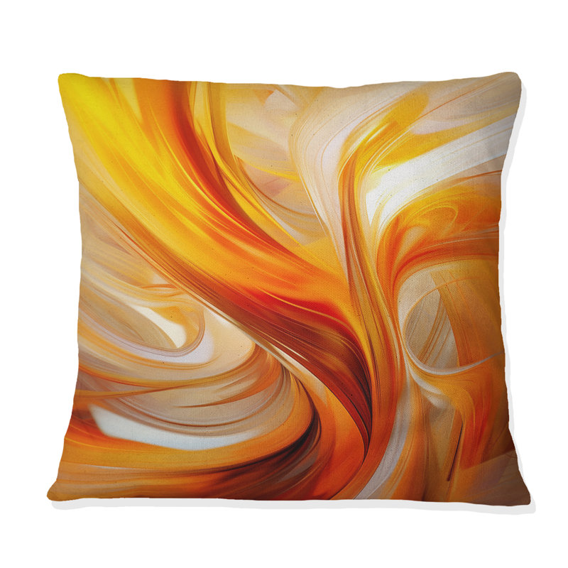 Orange Abstract Warm Fractal Design VII - Fractals Printed Throw Pillow