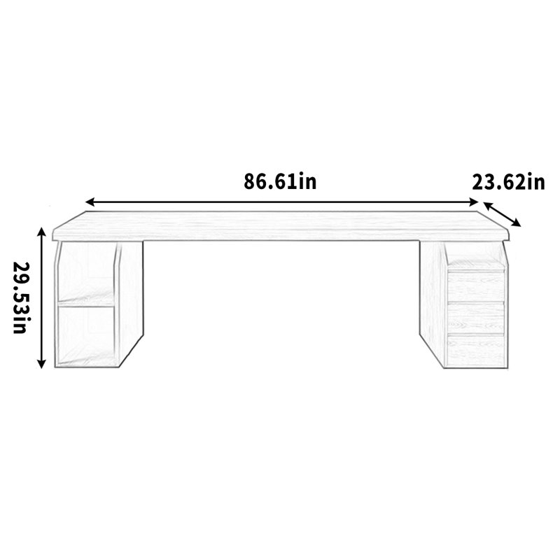 Tiroirs de rangement en pin massif, H 29,53 po x l 86,61 po x P 23,62 po