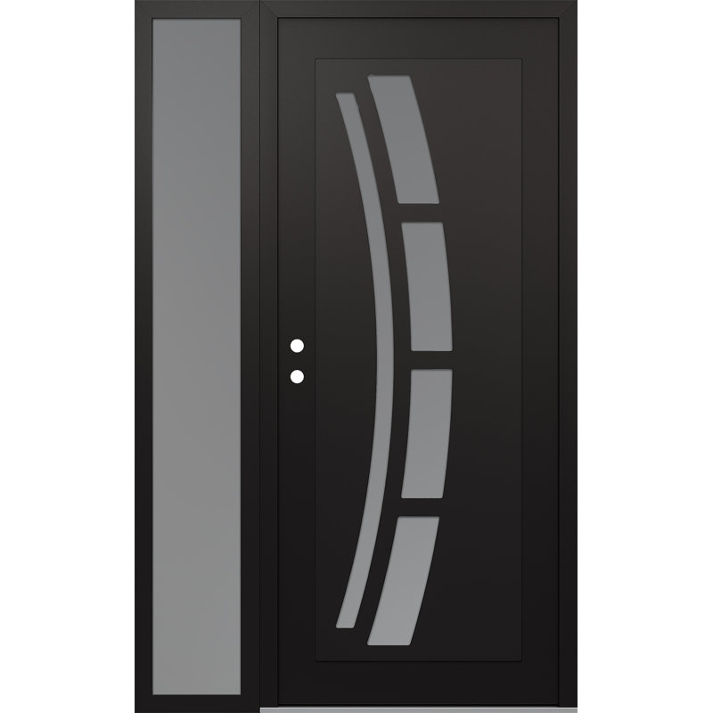 C12 droitier 48 po X 80 po Panneau en acier noir et verre givré noir et blanc avec porte d'entrée avant en verre givré Sidelite