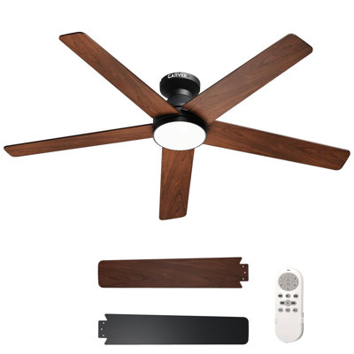 52" Low Profile Ceiling Fan with Lights, Remote Control & Reversible DC Motor for Bedroom, Living Room
