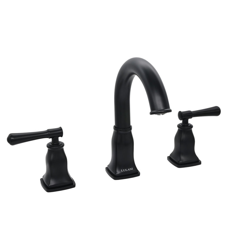 Robinet de salle de bain espacé avec ensemble de drain Lulani Aurora, Noir mat