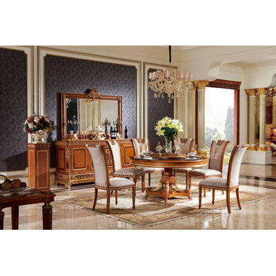 Narcissus Round Solid Wood Pedestal Dining Table
