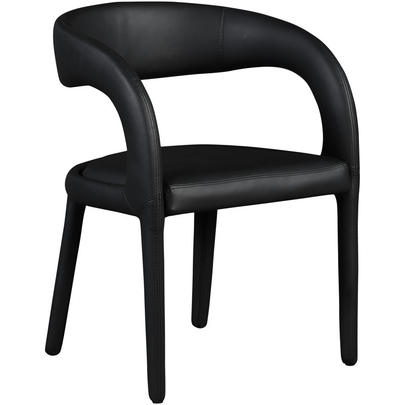 Sylvester Faux Leather Dining Chair, Black Vegan Leather