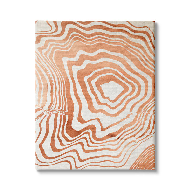 «Abstract Water Ripples», ligne orange avec rainures abstraites - impression, Toile tendue, H 30 po x l 24 po x P 1,5 po
