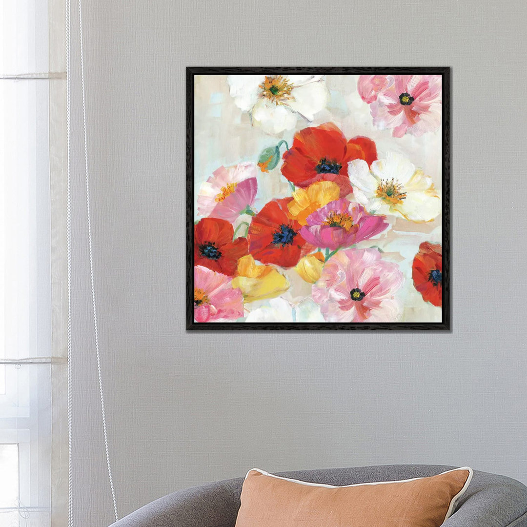 Konfetti Blumen II von Sally Swatland - Galerie-verpackte Leinwand Giclée auf Leinwand