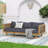3 Seater Daybed With Arms, Dark Grey Cushion, Wood Build, Slat Panel Design On Seat And Back, Water- Cushioning, 24.03” Product Height, Assembly Required Outdoor , Base, Seating 31.39” D,-126059389
