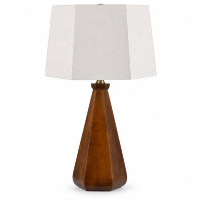 29" Wood Table Lamp With Oat Shade