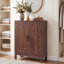 Armoire à chaussures 31,5 po avec tablettes réglables, rangement pour chaussures autoportant avec portes, armoire d'appoint de style campagnard pour le couloir et le salon, vestibule
