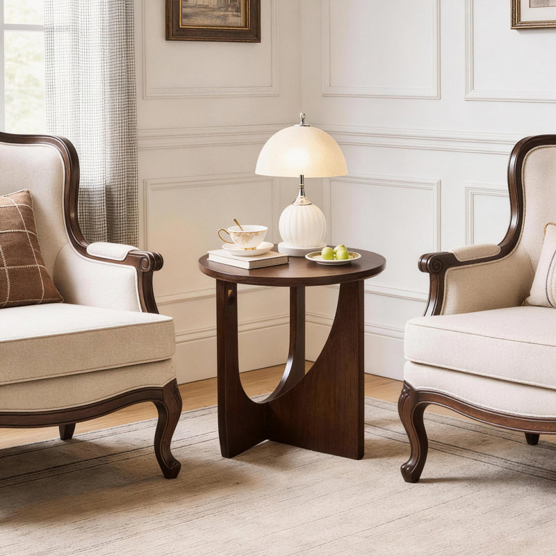 Table d'appoint ovale 100 % bois massif, table basse rustique naturelle aux coins arrondis, idéale pour le salon ou le balcon, 48,5 cm de largeur, profondeur et hauteur adaptées au bureau