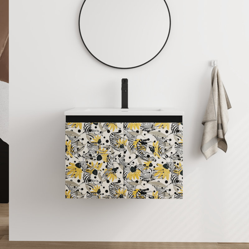 Meuble-lavabo simple 24,34 po avec plateau en céramique Jennicka