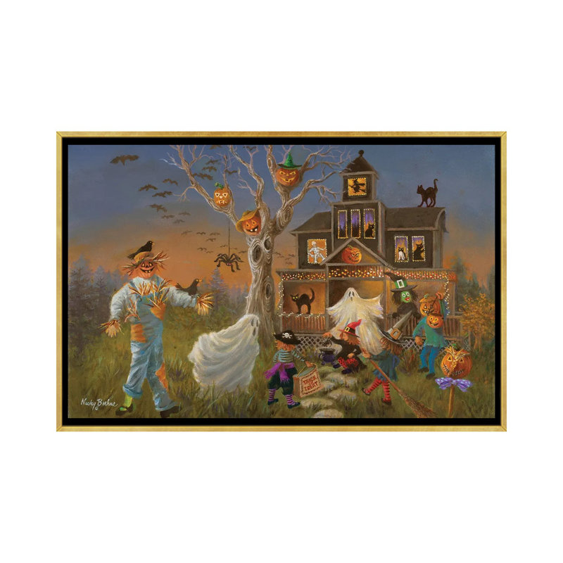 Spooky Halloween - reproduction d'art murale - toile encadrée, H 26 po x l 40 po, Impression encadrée sans passe-partout