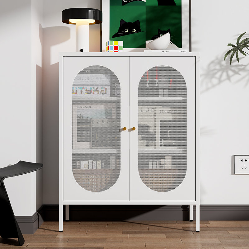 Armoire d'appoint en métal, Blanc
