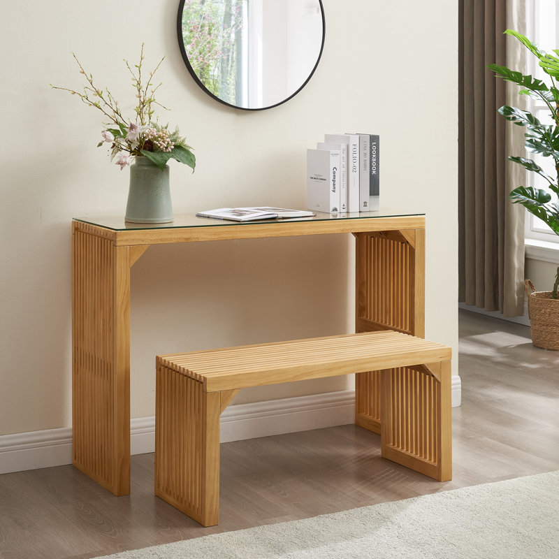 Ensemble de table et banc de salle à manger en pin naturel - Mobilier intérieur en bois polyvalent pour l'entrée, le salon, la cuisine et la chambre à coucher