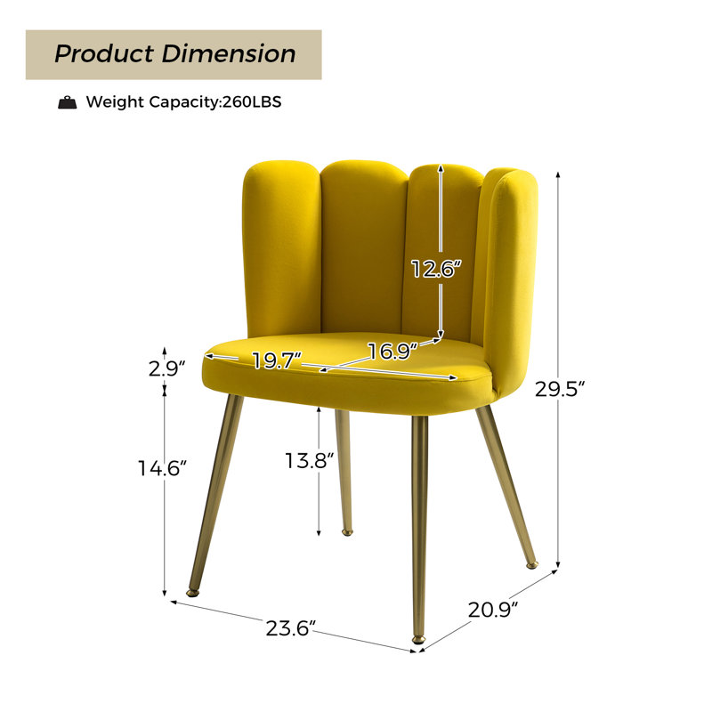 Chaise d'appoint en polyester 23,6 po Yorba, Polyester jaune