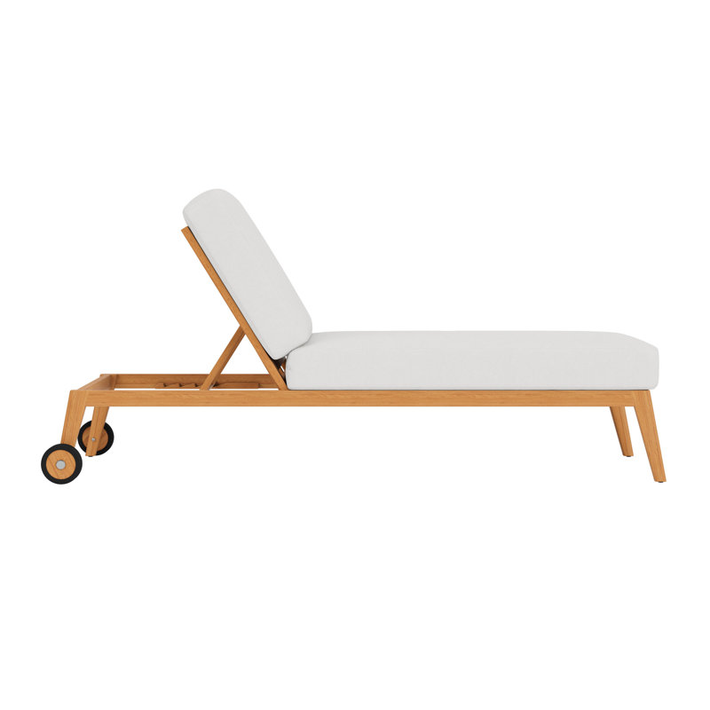 Alpine Outdoor Teak Chaise Lounge, Canvas Natural