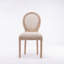 Chaise de salle à manger style français avec structure en bois massif et dossier ovale en lin, ensemble de 2