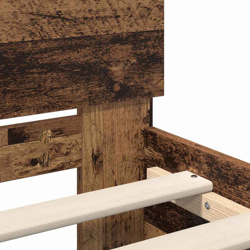  Bed Frame With Headboard Engineered Wood, Old Wood, Super King (6')