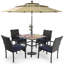 Ensemble de salle à manger carré pour 4 personnes 37 "avec coussins et parasol Salem-100188000