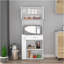 Armoire garde-manger H 67 po, deux portes, un tiroir, deux tablettes de rangement ouvertes, deux tablettes internes, trois tablettes de rangement latérales ouvertes, blanc