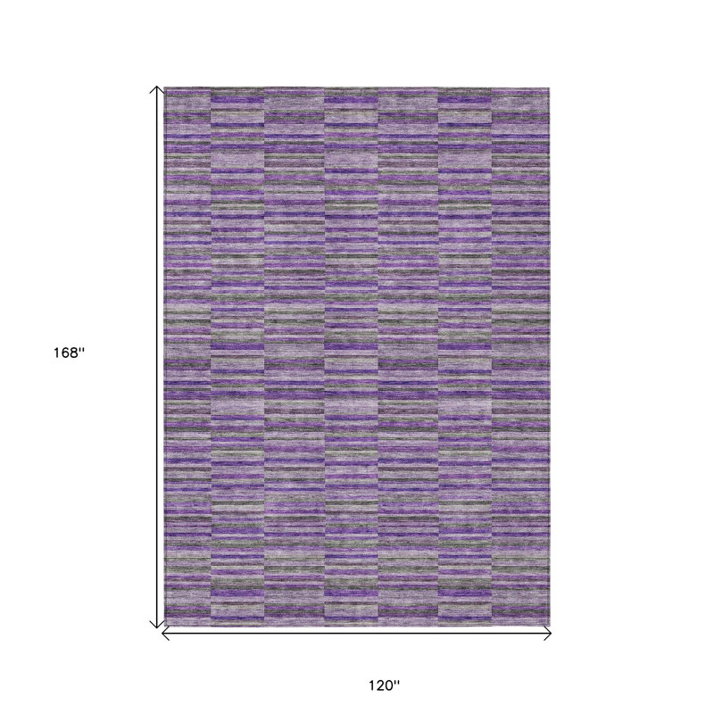 Tapis extérieur lavable rayé mauve et lavande 10 pi x 14 pi