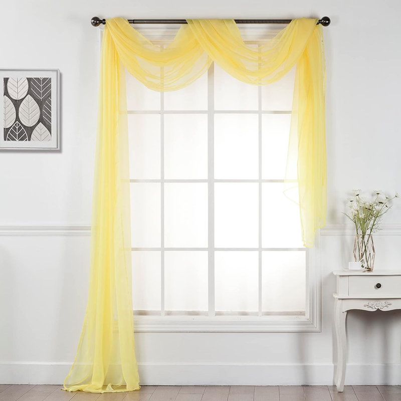 Giannoula Sheer Window Scarf Single Panel, 54" W X 216" L, Yellow