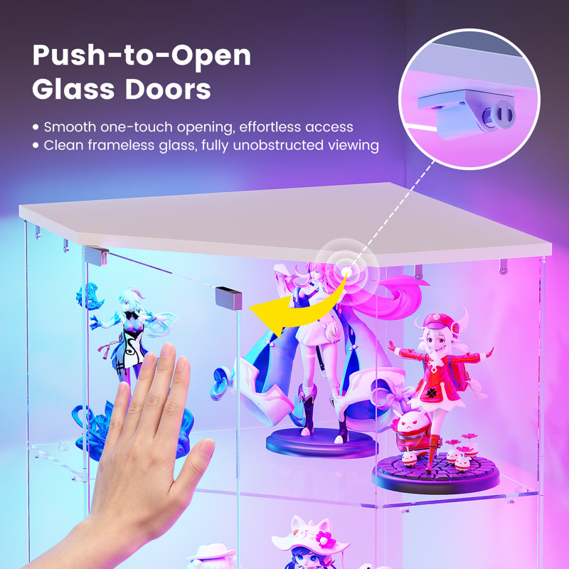 Glass 35.36 cm W Display Cabinet with Lighting, White