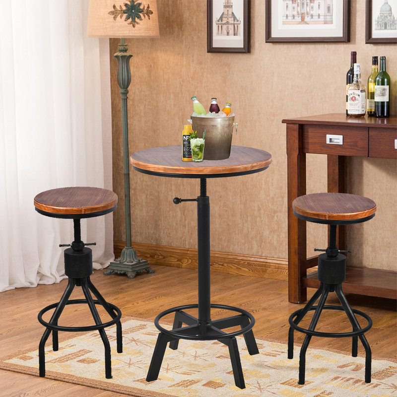 Wraxall 2 - Person Pine Solid Wood Top Pedestal Base Dining Set