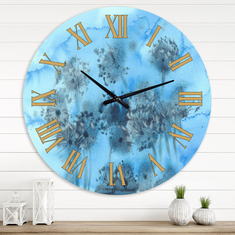 Graines de pissenlit sur fond grunge I - Horloge murale de ferme, Médium