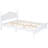 Retro Style Queen Size Wood Bed Frame With Wooden Slat Support, White Platform Frame, Look Steady Framework,