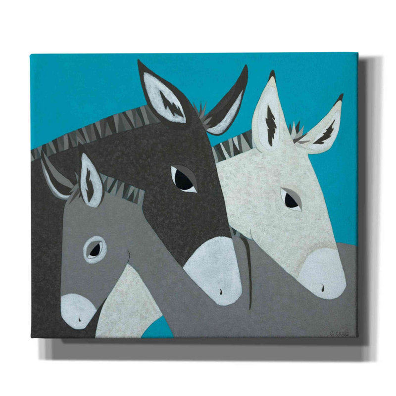 «Donkey Family» par Casey Craig, impression sur toile, H 26 po x l 30 po x P 1,5 po