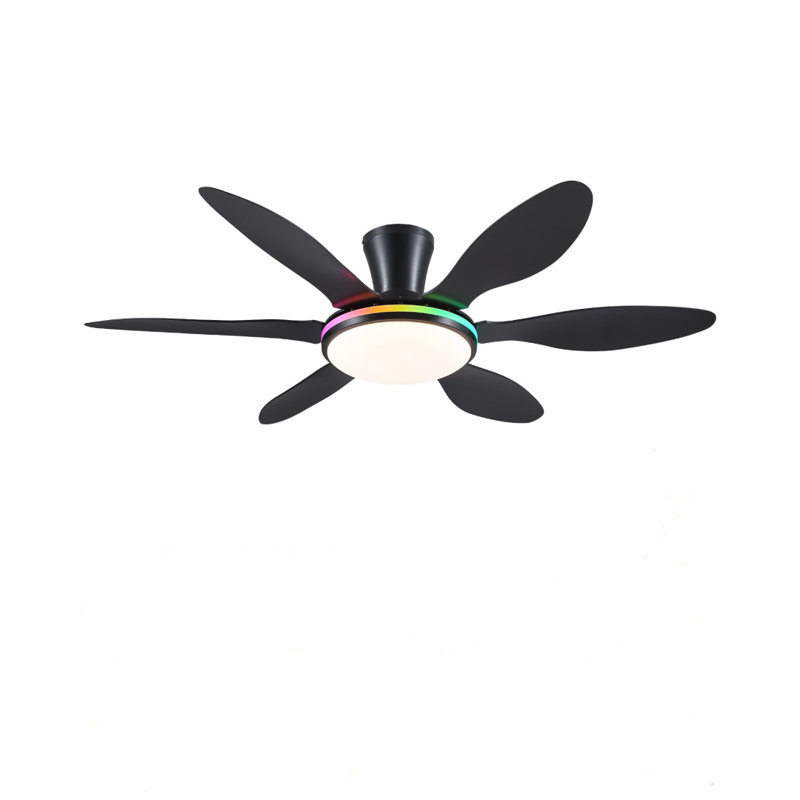 Ventilateur de plafond encastré 51 po et télécommande, Noir - rouge, vert et bleu