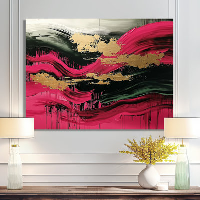 Abstrait rose et noir Fragments Of Time II - peinture abstraite, art mural en métal
