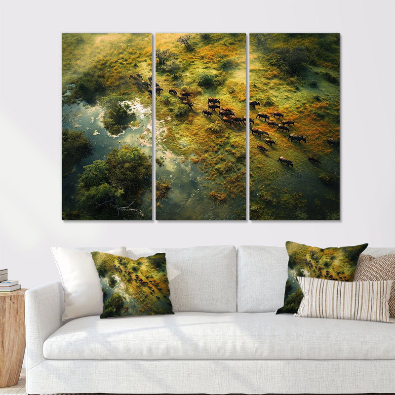 Castanon - ensemble d'art mural paysage africain, Toile tendue, H 32 po x l 48 po x P 1 po