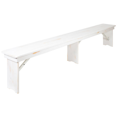 Aleksandra 8' x 12" Commercial Grade Rustic Solid Pine 3 Leg Folding Bench by Flash Furniture