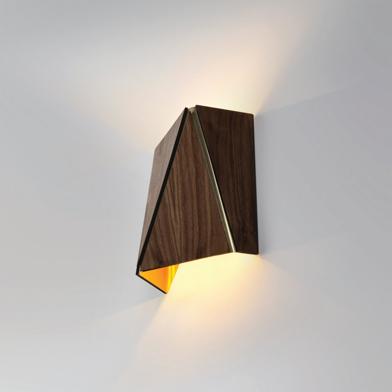 Plafonnier encastré 1 lumière Calx, Noyer / laiton brossé, 2700 K