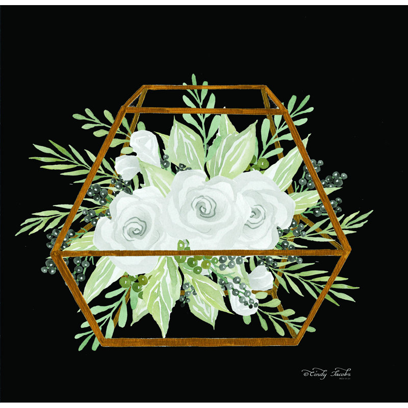 «Gold Geometric Polygon» par Cindy Jacobs - impression, H 12 po x l 12 po, Toile tendue
