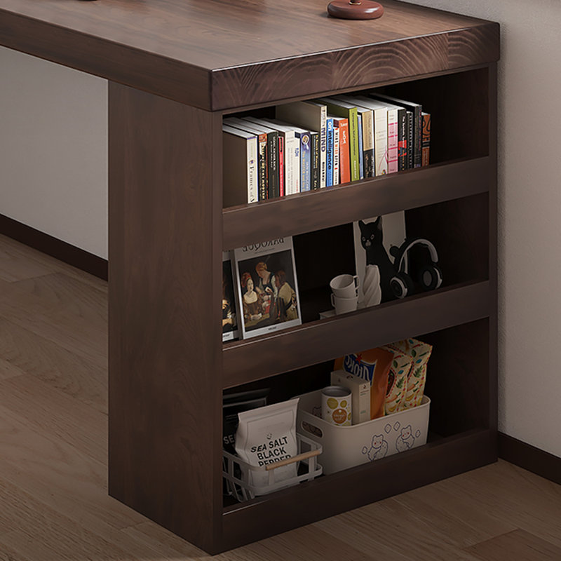 Bureau d'écriture en L en bois massif noisette, bureau, H 29,53 po x l 62,99 po x P 55,12 po