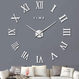 Horloge murale 3D, chiffres romains géants, miroir sans cadre, grande horloge murale, décoration pour la maison, salon, chambre à coucher, décorations murales