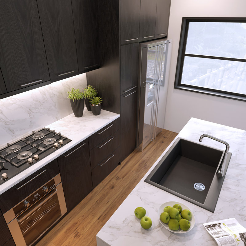 Plymouth 33'' L Single Basin Kitchen Sink, Black