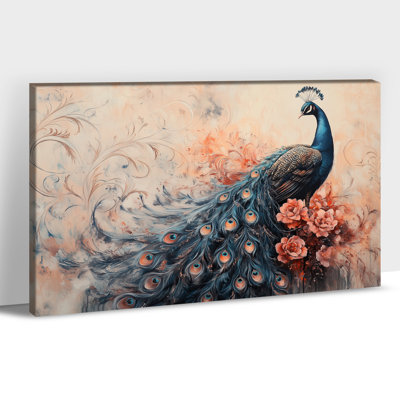 Grand paon sur toile, impression d'art sur toile encadrée pour salon, chambre à coucher, salle de bain, bureau, décoration murale, prêt à accrocher, 32 po x 48 po