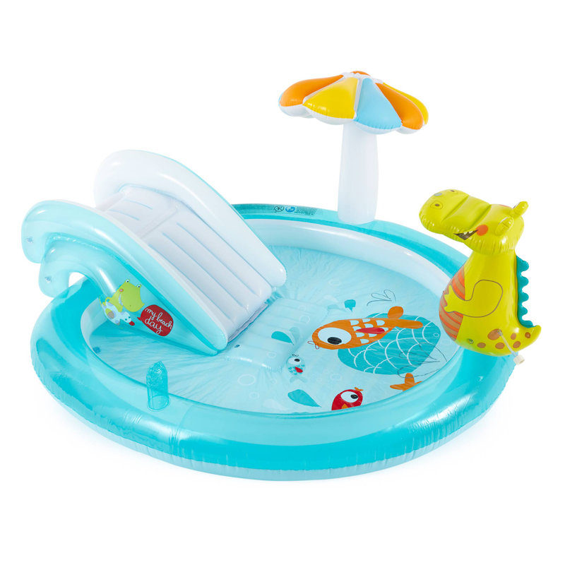 Intex Gator Outdoor Inflatable Kiddie Pool Water Play Center with Slide (3 Pack)