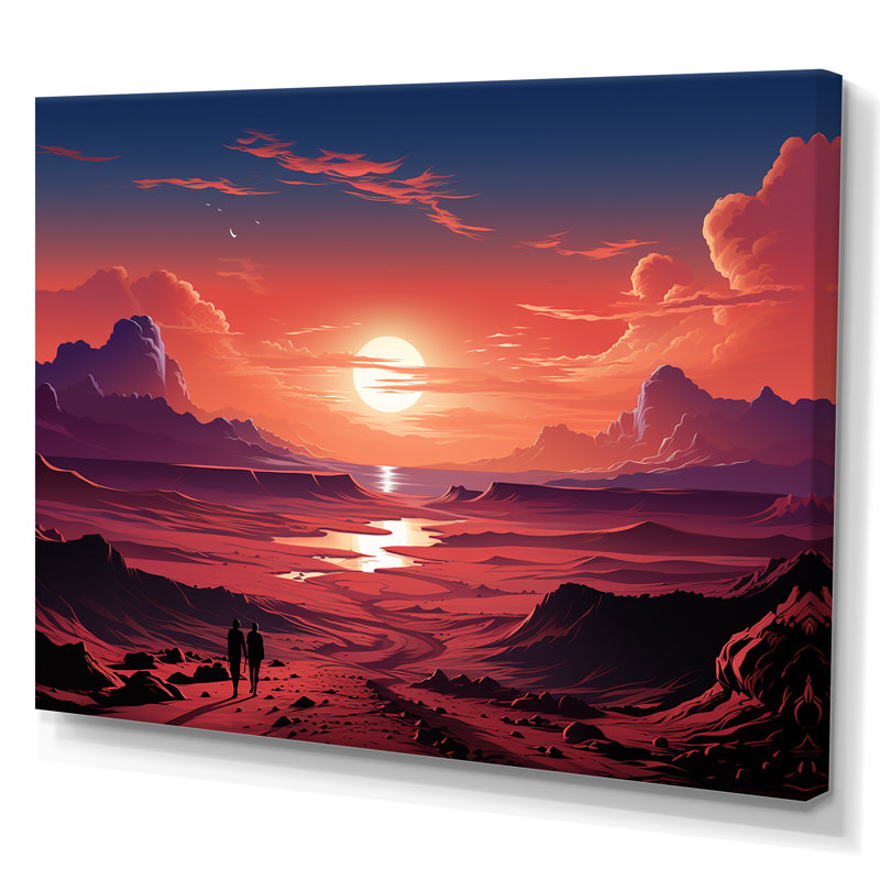 «Man Solitude In Space Desert II» - art mural désert, Toile tendue, H 12 po x l 20 po x P 1 po