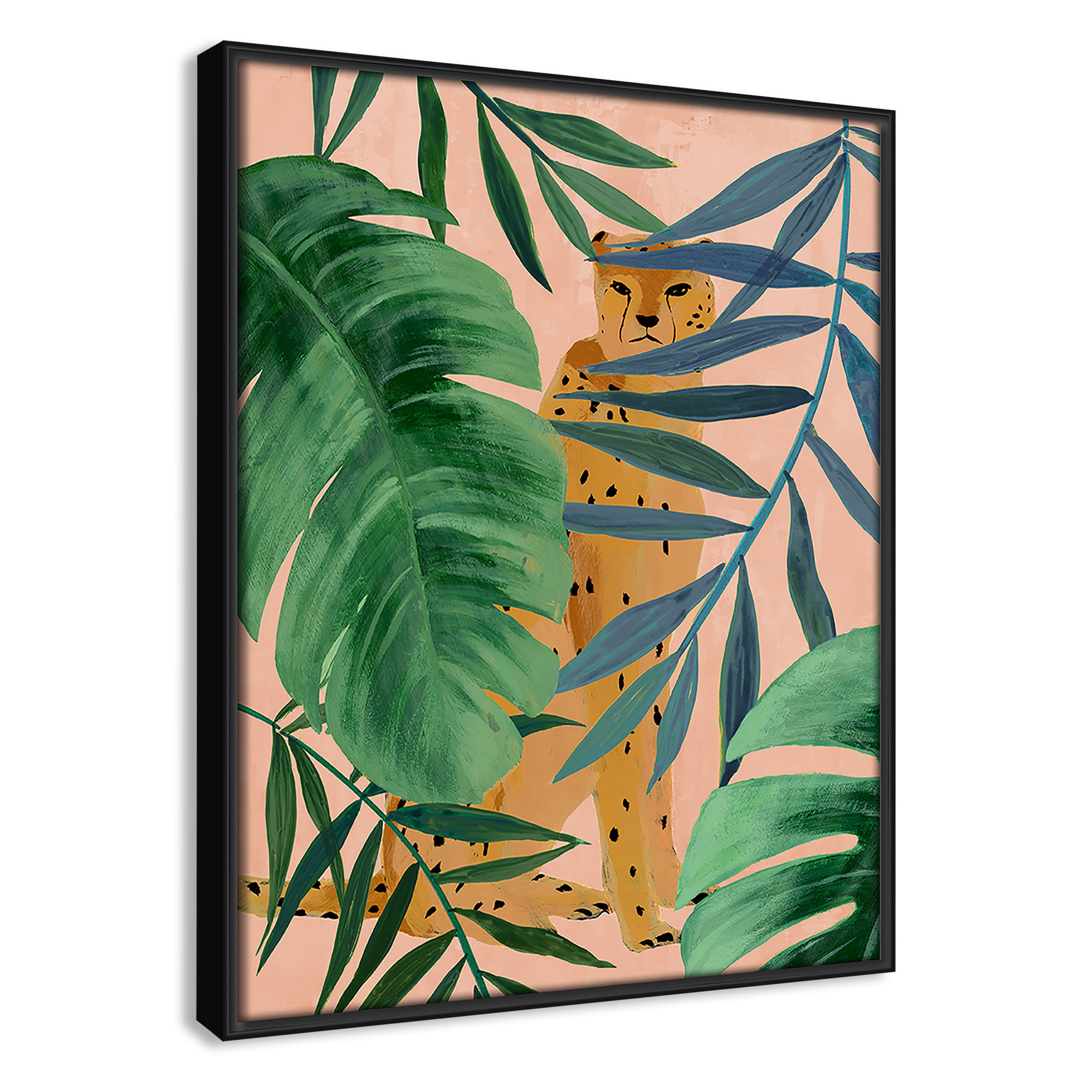 Silent Jungle - Painting Print, Black Framed Canvas, 15.5" H x 12.5" W x 2" D
