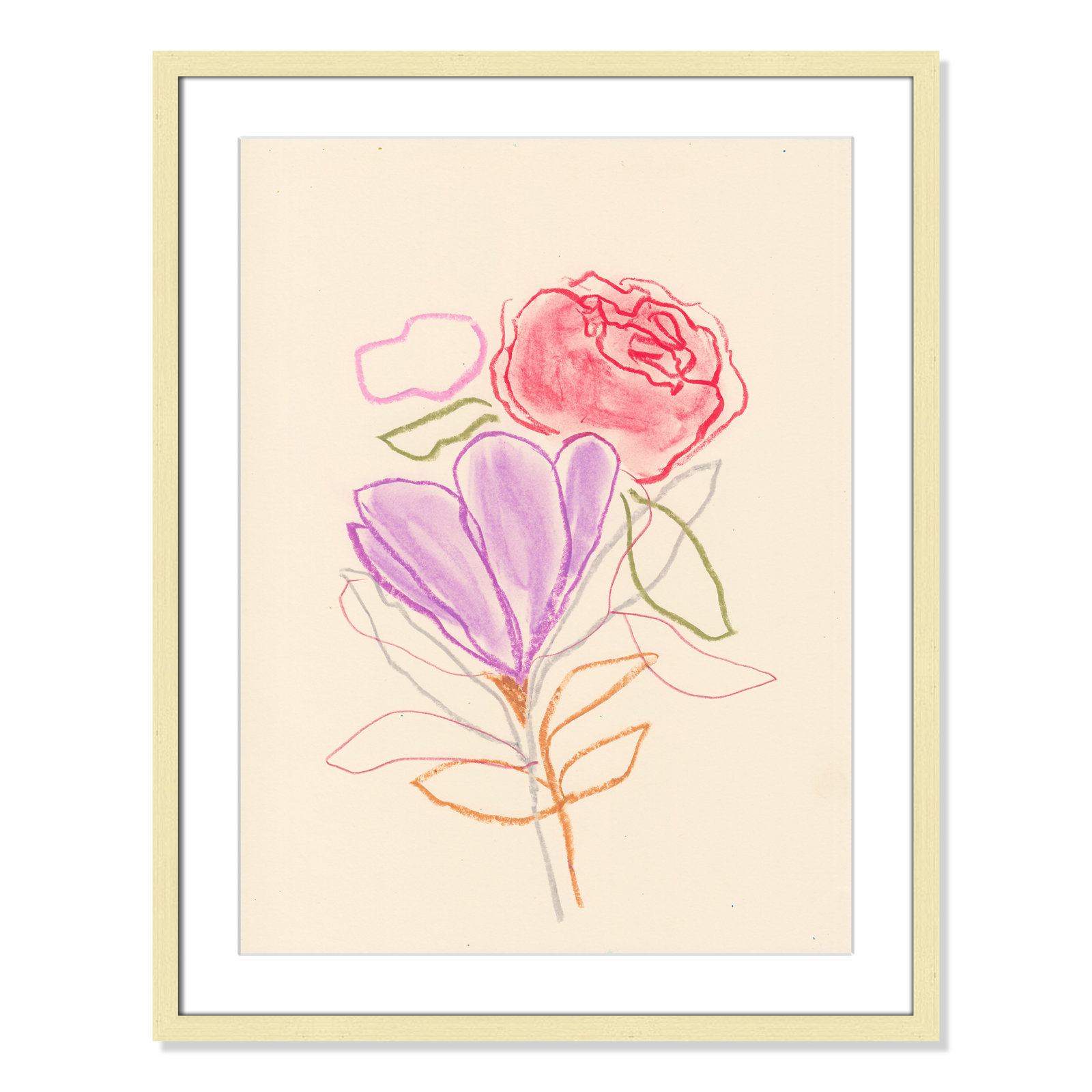Simple Floral "Simple Floral III" Print, Gold Single Picture Framed Paper, White, 29.5" H x 23.5" W x 1.25" D